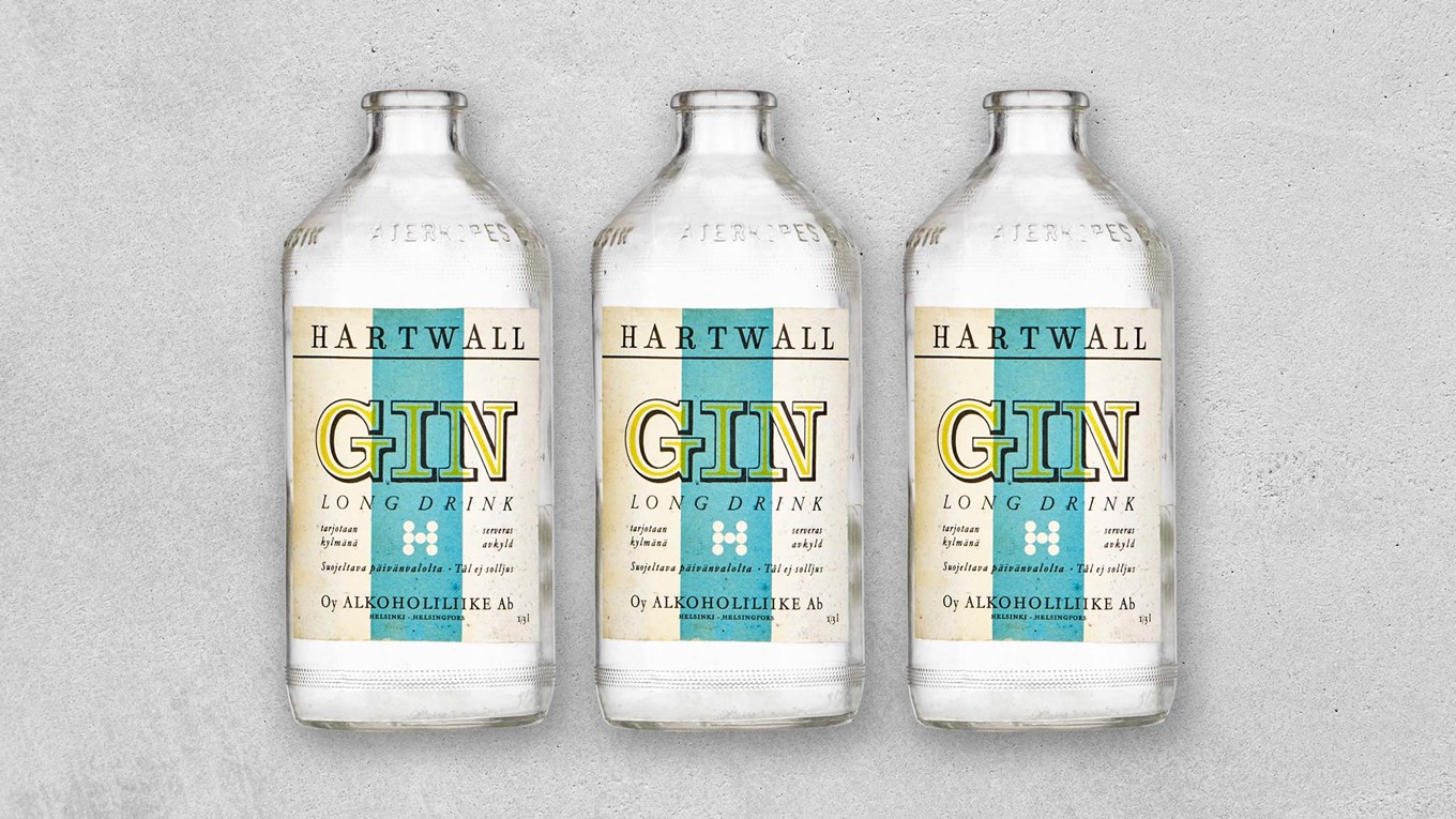 Vanhoja Gin Long Drink -pulloja